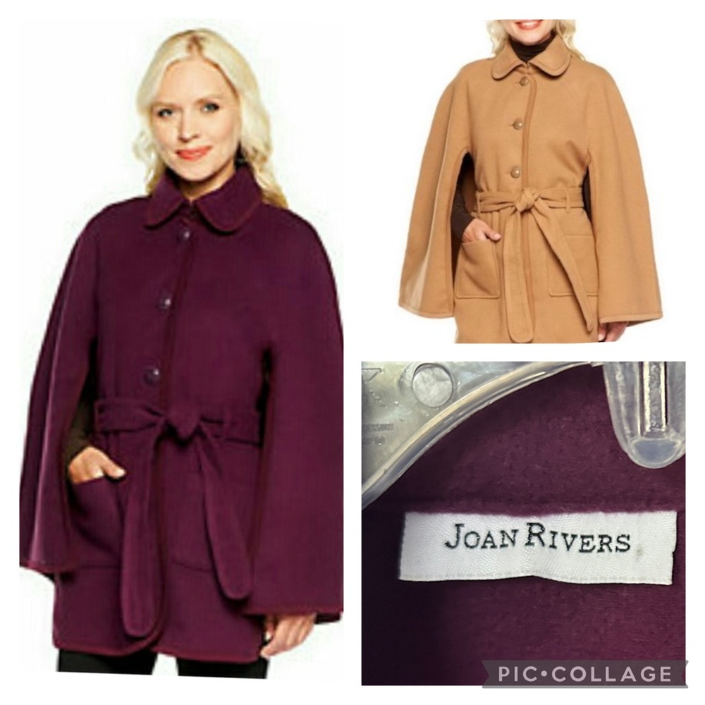 Joan Rivers Classic Cape Coat Belted in Purple Size Small